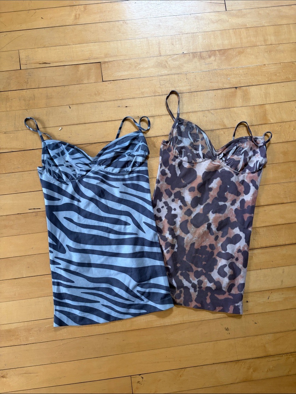 Arden B Blue Zebra & Brown Leopard Cami Tops